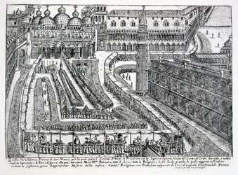 Prozession zu Fronleichnam auf der Piazza San Marco, 1876