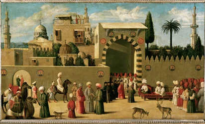 Empfang einer venezianischen Gesandtschaft in einer orientalischen Stadt