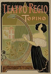 Reproduktion eines Plakats, das das Theatre Royal, Turin, bewirbt