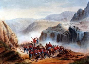 Risorgimento: Die Schlacht von Calatafimi in Sizilien zwischen den Truppen von Giuseppe Garibaldi, den Tausend und der Armee des Königreichs beider Sizilien