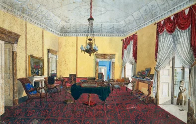 Zimmerinterieur mit Blick über den Golf von Neapel