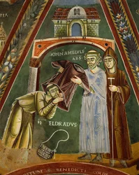 Der heilige Heldrad kehrt von Santiago de Compostela zurück, in der Kapelle der Heiligen Heldrad und Nikolaus