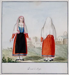 Sardische Trachten von Bosa, gedruckt ms.258, Luzzetti-Sammlung