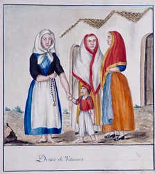 Sardische Trachten von Villanova, Druck ms. 258, Luzzetti Sammlung