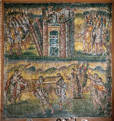 Szenen aus dem Buch Josua: Die Einnahme von Jericho, Die sieben Priester, die die Bundeslade tragen