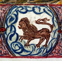 Löwezeichen. Italienisches Horoskop, Mitte des 15. Jahrhunderts.