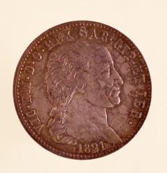 Silberitalienische Münze aus dem Königreich Sardinien: Herrschaft von Vittorio Emanuele I.
