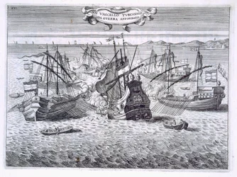 Versenkung eines türkischen Kriegsschiffs, Illustration aus 