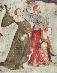 Schneeballschlacht vor einer Burg, ca. 1400 (Detail)