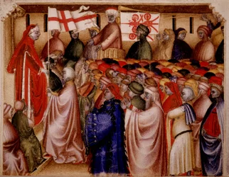 Feierliche Versammlung des Podestat - in „Chronica de Carrariensibus“.