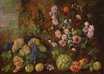 Stillleben mit Früchten und Blumen