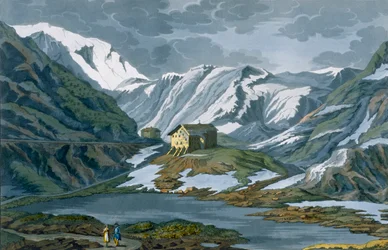 Schweiz: Hospiz des St. Bernhard in den Alpen, aus Costume dei Romani, Svizzeri..