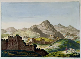 Die Große Mauer von China, aus Le Costume Ancien et Moderne von Jules Ferrario, graviert von Gaetano Zancon (1771-1816), ca. 1820