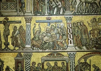 Die Beweinung (Detail), spätes 13. Jahrhundert (Mosaik)
