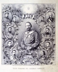Der Stab von General Garibaldi, Illustration aus Die Geschichte Italiens
