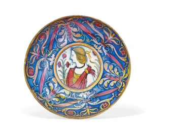 Fußschale aus Majolika mit Gold- und Rubin-Lüster, von Deruta nach Gubbio, ca. 1510-20