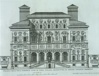 Ansicht der Fassade der Villa Borghese, Rom