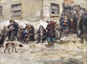 Hungerjahre in Petrograd. Ein "Gemeinschaftsspeisesaal" von Ivan Alexeyevich Vladimirov (1869-1947)