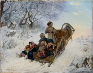 Kinder auf einem Pferdeschlitten, 1870