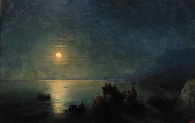 Antike griechische Dichter am Wasser im Mondlicht, 1886