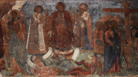 Fresko in der Kathedrale Unserer Lieben Frau vom Zeichen, Nowgorod, frühes 18. Jahrhundert
