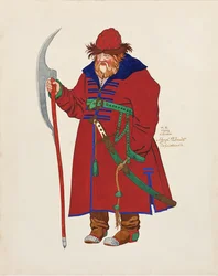 Kostümentwurf für die Oper Die Geschichte vom Zaren Saltan von N. Rimski-Korsakow, 1929
