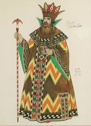 Zar Saltan. Kostümentwurf für die Oper Das Märchen vom Zaren Saltan von N. Rimski-Korsakow, 1928