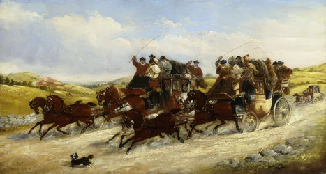 Ein Rennen von Liverpool nach Manchester mit einer Jagd im Hintergrund
