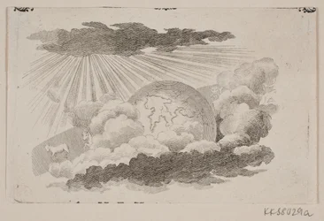 Die Erdkugel rollt zwischen den Wolken