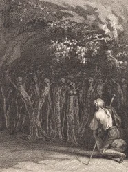 Die Holzmänner im Gebet am Tag des unbegreiflichen Gottes