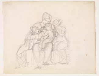 Figurengruppe. Frau und 3 Kinder