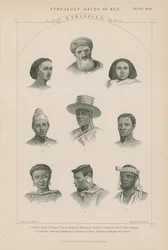 Neun Gesichter äthiopischer Menschen