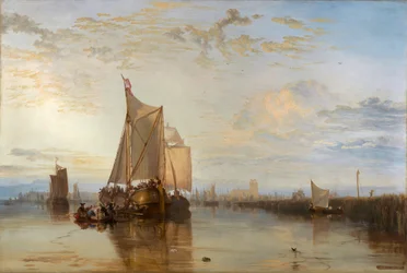 Dort oder Dordrecht: Das Dort-Paketboot aus Rotterdam in der Flaute, 1818