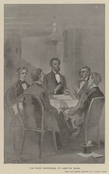 Die Friedenskonferenz in Hampton Roads (Lithografie)