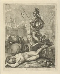 Achilles mit dem Leichnam von Hector hinter seinem Triumphwagen