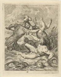 Achilles kämpft mit dem Flussgott Scamander