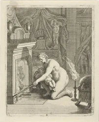 Thetis taucht Achilles ins Feuer