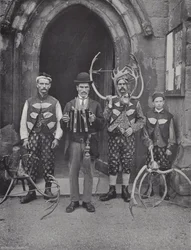 Der Horntanz, Abbots Bromley, vier der Darsteller