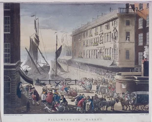 Billingsgate Markt und Kai, London, 1808