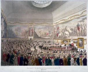 Treffen der Gesellschaft der Künste in den Adelphi-Gebäuden, Westminster, London