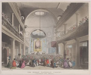 Die römisch-katholische Kapelle, Lincolns Inn Fields, 1. April 1808