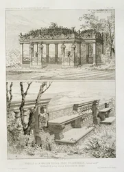 Pergola von La Maison Rouge bei Villemomble, entworfen von Cordier, und Terrasse der Villa Borghese, Rom, ca. 1880