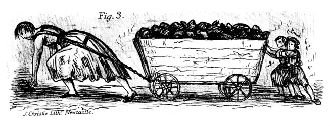 Frau und Kinder Kohlenputzer, Mid und East Lothian, Schottland, 1848