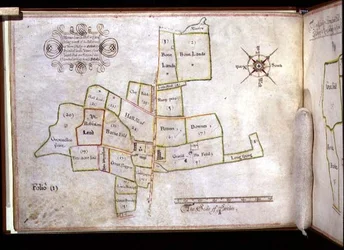 Archiv 5674 Karte der Ländereien von Hornechurch Hall in Essex, im Besitz des New College, Oxford