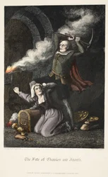 Das Schicksal von Chowles und Judith, aus Old Saint Pauls, veröffentlicht 1847 (handkolorierte Gravur)