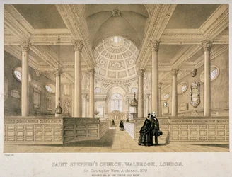Innenansicht nach Osten, Kirche St. Stephen Walbrook, City of London