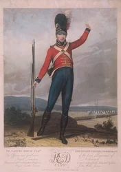 Militärfigur in der Uniform des ersten Regiments der Loyal London Volunteers