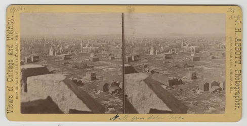 Stereographische Ansicht nach Nordwesten vom Wasserturm nach dem Chicagoer Feuer