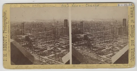 Stereographische Ansicht nach Südwesten vom Wasserturm nach dem Chicagoer Feuer