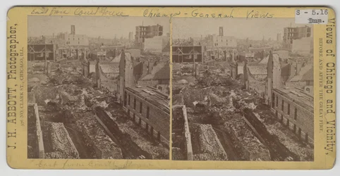 Blick nach Osten vom Gerichtsgebäude nach dem Chicagoer Brand von 1871